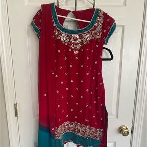 Red and green suit Indian